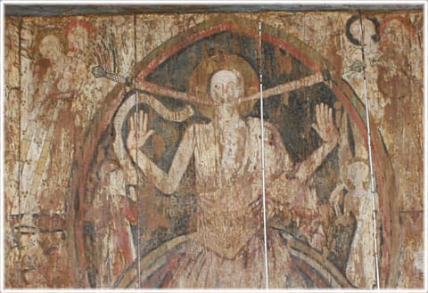 Gothem kyrka, målning på korbänken
