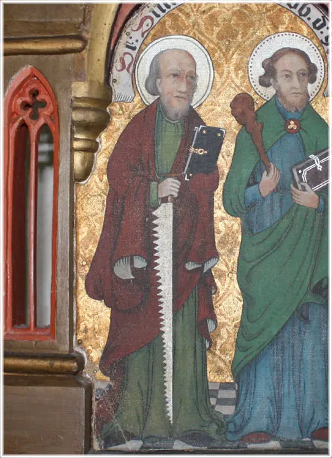 S:t Simon på altartavlan i Lojsta kyrka, foto Bernt Enderborg