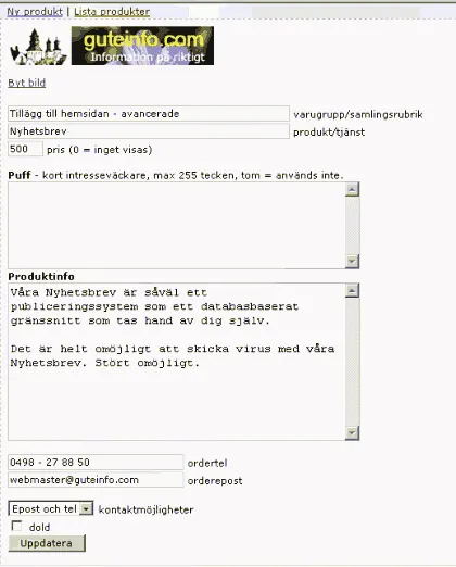 Guteinfo.com är ett publiceringsverktyg