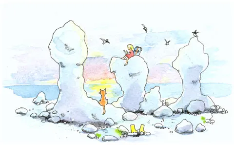 Raukar och raukfält på Gotland, illustration Lotta Ingelse